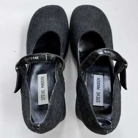 Vintage 90s Steve Madden Gray Mary Jane Chunky Heel Women’s Shoes Size 7.5 - Picture 5 of 14
